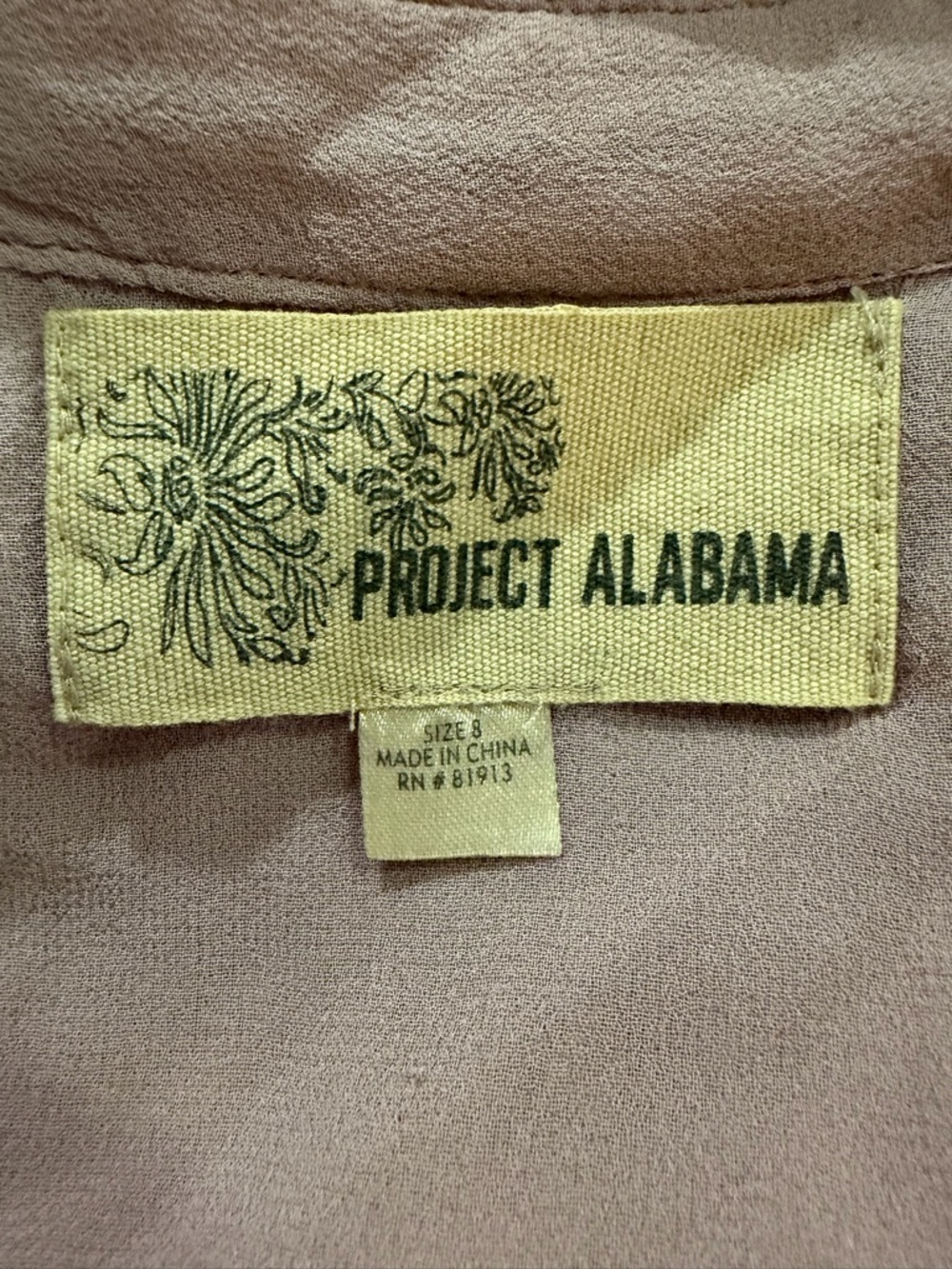 SOLD Project Alabama 100% Silk Dusty Rose Button Tunic - Picture 9 of 10
